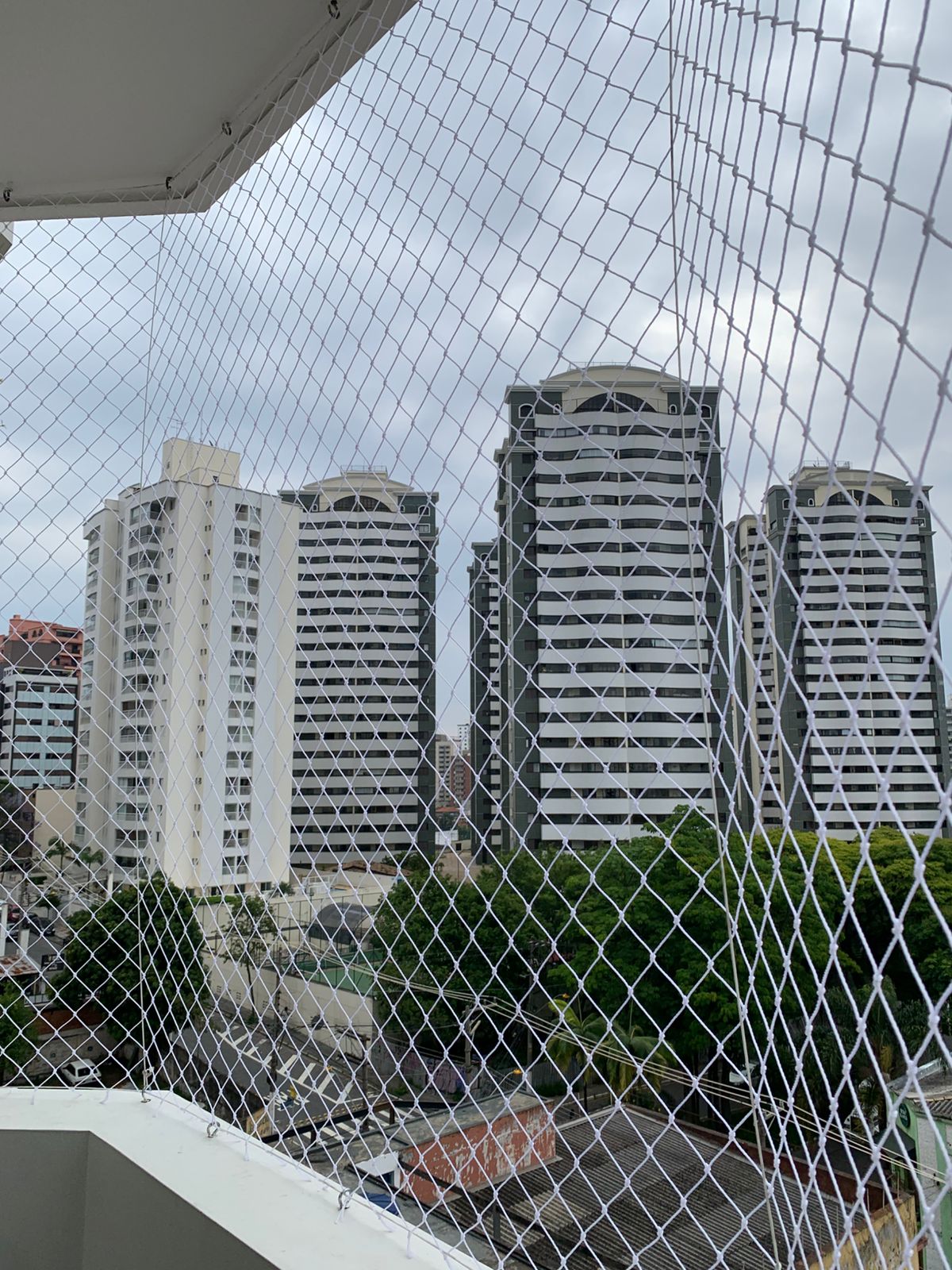 Janela grande com tela de proteção